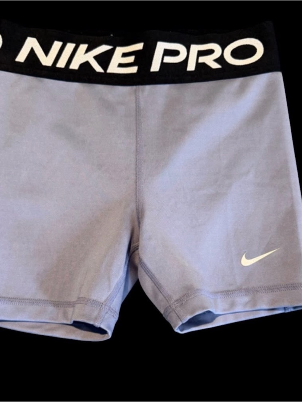 Nike Pro Girls Lavender Bike Shorts with Black Logo Waistband